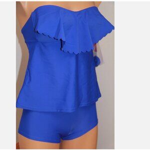 NWT Hula Honey Swimsuit Bikini Tankini 2pc set Sz XS Blue Shorts